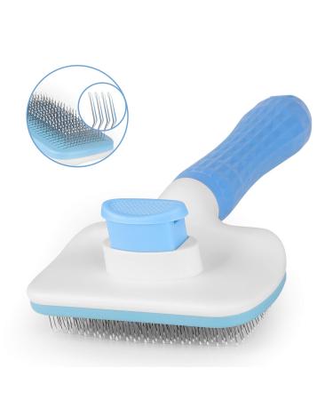 Atlamia Self Cleaning Slicker Brush,Dog Brush & Cat Brush with Massage Particles, Removes Loose Hair & Tangles,Skin Friendly & Promote Circulation Blue