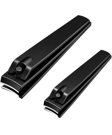 Nail Clipper Set Sturdy Stainless Steel Toenail and Fingernail Clipper Cutter with Sharp Curved Blades Nail Clipper for Men Women (Black) Black+