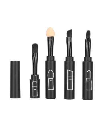 4 in 1 Telescopic Makeup Brushes Set Retractable Lipstick Brush Eyebrow Eyeshadow Brush Portable Face Brush Cosmetic Tool Lip Gloss Eye Makeup Tool for Home Daily Travel Beauty Salons Use (Black)