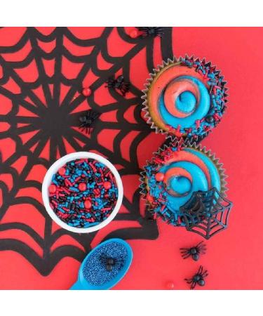 Spiderman Cake Decorating Sprinkles - Red, Blue, Black Edible Toppings for Cupcakes, Cookies & Baking - Buy Online on GoSupps.com