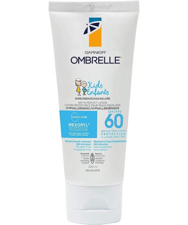 Garnier Ombrelle Kids Sunscreen Lotion SPF 60 Hypoallergenic Water & Sweat Resistant Fragance Fee 200mL & Ombrelle Sunscreen Complete Body Lotion SPF 60 200 mL- Sensitive Advanced - Buy Online on GoSupps.com