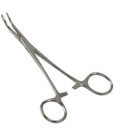 MABIS Precision Kelly Forceps Locking Tweezers Clamp Silver Curved 5-1/2 Inch 1 Count (Pack of 1)