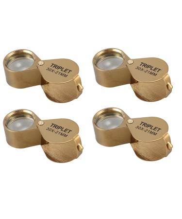 LAMELLIS 4X Portable 30X Power 21mm Jewelers Magnifier Foldable Gold Eye Loupe Jewelry Store Magnifying Glass