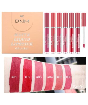6Pcs Matte Liquid Lipstick Set - Long Lasting Waterproof Dark Red Lip Stain Makeup Kit for Women - Buy Online on GoSupps.com