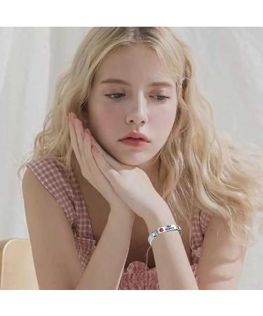 Buy Red Medical Alert ID Bracelet for Diabetes | Adjustable Stainless Steel & PVC Band | Emergency Health Alarm for Men & Women - Buy Online on GoSupps.com