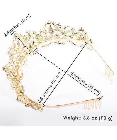Didder Crystal Princess Crown Wedding Tiara - Gold for Women - Buy Online on GoSupps.com