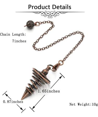 Jikekiroto Gilded Metal Pendulum Set - 2 Esoteric Spiral Pendulums with Chain for Reiki Healing & Energy Therapy - Buy Online on GoSupps.com