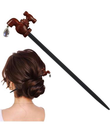 Hair Chopsticks | New Chinese Hair Pins with Faucet Design - Chinese Hair Accessories Retro Sandalwood Elegant Hair Stick for Buns Long Hair Women & Girls - Buy Online on GoSupps.com