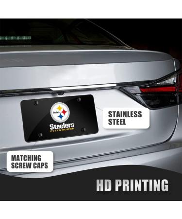 Black Stainless Steel Car Front License Plate Cover - Rust-Proof 6x12 Inch Novelty Decor for Auto - A-N-S Design - Buy Online on GoSupps.com