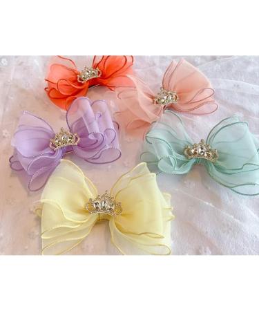 FEIFEI'S BOW Princess Chiffon Diamond Crown Unicorn Hair Clip for Baby Girls - Pale Pink - Buy Online on GoSupps.com