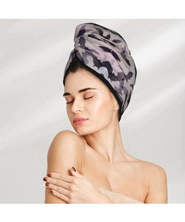 Halloween Bats Grey Print Coral Velvet Hair Towel Wrap - Absorbent Dry Cap for Women | Perfect for Wet Hair Swimming Pool & Spa - Buy Online on GoSupps.com