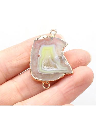 1PC Natural Stone Gem Irregular Geode Edge Connector Handmade Crafts Necklace Bracelet Accessories for Women 20x30-25x35mm Full of Texture (Color : Brown)