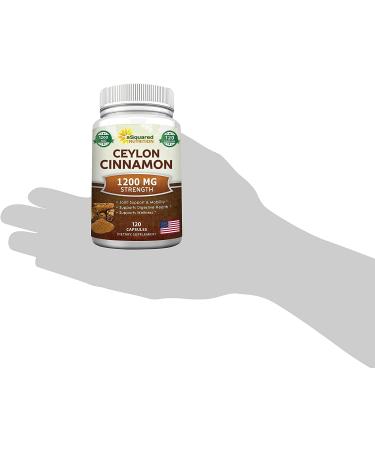 Organic Ceylon Cinnamon 1200mg - 120 Capsules | Heart Health Support Supplement - Buy Online on GoSupps.com