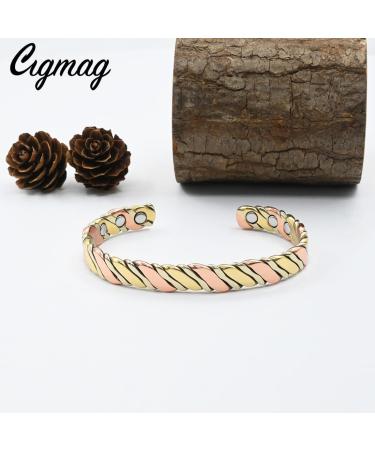 Cigmag Lymphatic Drainage Copper Bracelet for Women | 99% Pure Copper Magnetic Bracelet | Adjustable Brazaletes Cuff Bangle | Grape Tricolour Pattern - Buy Online on GoSupps.com