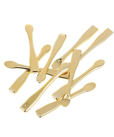 SOLUSTRE Creme Makeup 10Pcs Gold ABS Mini Spoon Makeup Spatula Cosmetic Spatulas Facial Reusable Scoop Facial Cream Spoon Beauty Spoons for Cream Lotions Moisturizers Metal Cooking Spoon