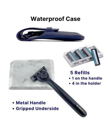 Tapstone Z5 Razor for Men - 5 Blade Shaving Razor with Travel Case & Marble Tapping Stone | RevMont Z5 Set for a Perfect Shave - Buy Online on GoSupps.com
