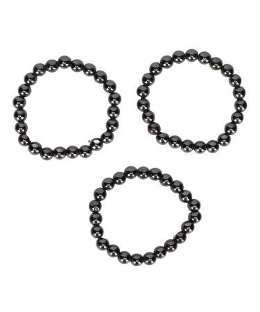 Magnetic Bracelet 3 Pieces 8 mm Bead Bracelet Fashionable Magnetic Bracelet to Relieve Pain and Fatigue