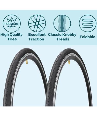 2 Pack 700x23-35C Bike Tires + Inner Tubes | Foldable Replacement for Road Bicycle | 700x28C 60TPI - Buy Online on GoSupps.com