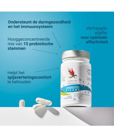 BIO PACK Carnium Botanicals Unibiotic Strong Probiotic capsules with 15 cultures complex Microbiome capsules glutenfree & vegan 30 capsules - Buy Online on GoSupps.com