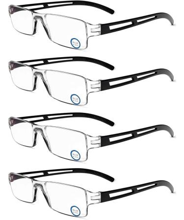 MMOWW 4-Pack Randless Reading Glasses for Men & Women - Clear Rectangular Blue Light Blocking Glasses (4 Black 3.5x) | International Shipping Available - Buy Online on GoSupps.com