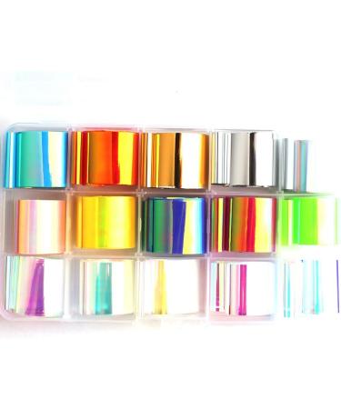 WOKOTO Glass Foil Nail Art Stickers - 15 Rolls Solid Color Nail Wraps for Manicure Decoration - 0.98in x 39.4in - Buy Online on GoSupps.com