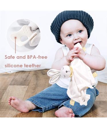 Zocita Baby Security Blanket - Soft Plush Teething Toy with Teether and Bell (Rabbit) - Buy Online on GoSupps.com