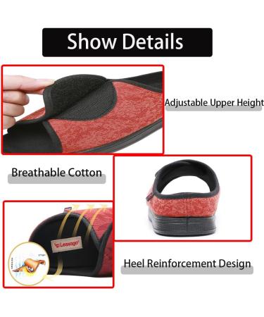 Women's Open Toe Diabetic Recovery Slippers | Adjustable Walking Shoes for Arthritis Edema & Plantar Fasciitis | Comfortable Support for Swollen Feet | Elderly Friendly - Orange Size 10 - Buy Online on GoSupps.com