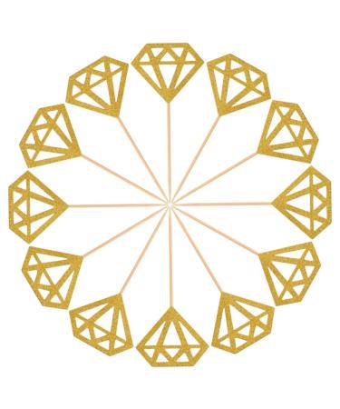50 Pack Gold Glitter Diamond Ring Donut Topper Cupcake Picks for Bridal Broot Engagement Party Decorations Vacation Needs