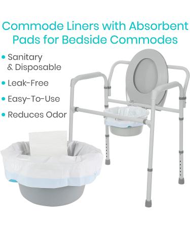 Vive Commode Liners with Absorbent Pads - 48 Pack - Leakproof Disposable Porta Potty Liners for Bariatric Standard Arm Chairs - Buy Online on GoSupps.com