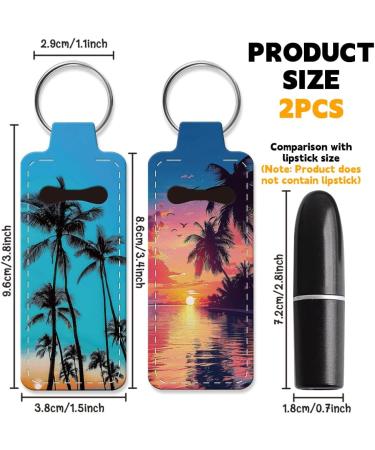 OLYCRAFT Coconut Tree Lipstick Holder Keychain - 2pcs Portable Lip Balm Sleeve for Travel - Stylish Palm Tree Key Ring for Lipstick & Chapstick - Buy Online on GoSupps.com