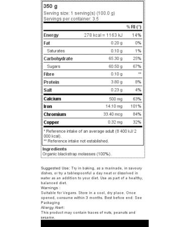 Meridian Organic Fairtrade Blackstrap Molasses 350g - Buy Online on GoSupps.com