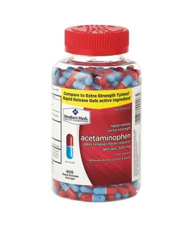 Sam's West compatible with Member's Mark Acetaminophen Pain Reliever/Fever Reducer 500mg Gelcaps (1 bottle (400 gelcaps))