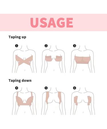 Breathable Boob Tape Breast Sling for A-E Cups | Waterproof & Sweatproof Athletic Support Tape | Includes 10 Disposable Fashion Breast Patches in Beige - Buy Online on GoSupps.com