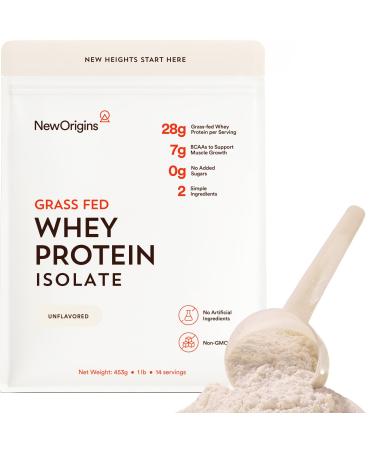 New Origins European Grass Fed Whey Protein Isolate (Unflavored 14 Servings Non-GMO Gluten-Free Sugar & Soy Free)