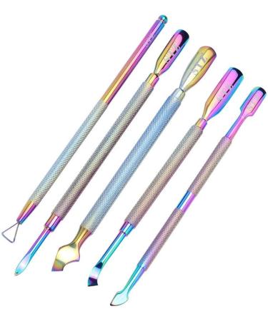 5pcs Nail Art Tools Pusher Remover Chameleon Double Sides Stainless Steel Dead Skin Stick Rod Manicure Care Tool Set JIGT01-05 - Buy Online on GoSupps.com