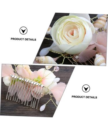 FRCOLOR Bridal Hair Comb French Side Combs Flower Headpiece Hanfu Hair Pin Rhinestone Barrettes for Women Wedding Hair Accessories Alloy Bride Crystal Spun Yarn Pink - Buy Online on GoSupps.com