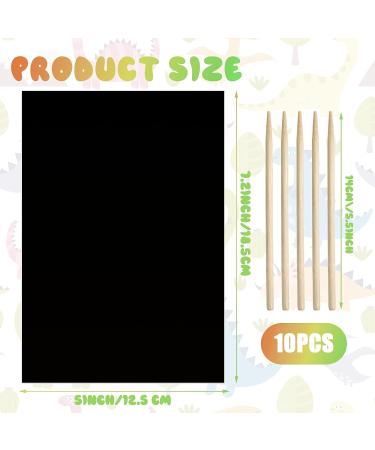 Scratch Paper Art Set - 60 Pcs Scratchboard Craft Kit for Kids & Adults - DIY Birthday Party Gift Supplies - 7.2x5 Inch Black Scratch off Paper Pad with Wooden Stylus - Buy Online on GoSupps.com