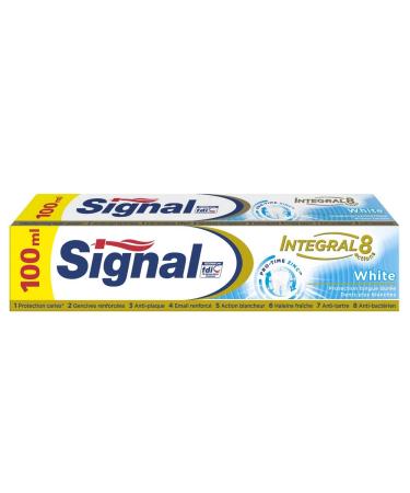 Signal Signal White Antibacterial Toothpaste Anti-Bacterial Formula Reinforced Cavities and Gums Whitening Action and Fresh Breath Anti-Tartar 100 ml