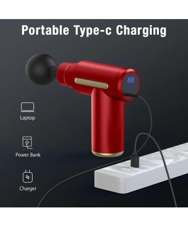 Shavingfun Mini Massage Gun - 6 Speeds & 4 Heads LCD Touchscreen for Shoulder & Body Relaxation | Alleviate Muscle Pain (Red) - Buy Internationally - Buy Online on GoSupps.com