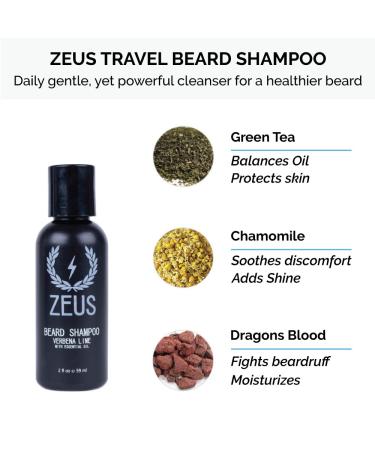 ZEUS Refined Essential Beard Care Kit - Beard Wash Conditioner Oil & Travel Bag - Verbena Lime - Made in USA - Buy Online on GoSupps.com