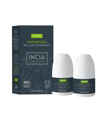 Incia Natural Deodorant | Vegan | Aluminum Free Deodorant for Men and Women | Fresh |Cruelty Free Paraben Free Natural Fragrance (Men Pack of 2) Men 1.76 Fl Oz (Pack of 2)