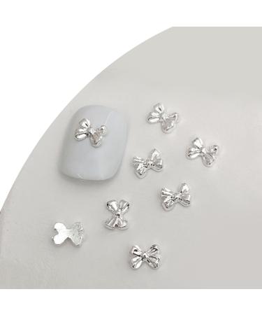 3D Metal Nail Nail Embellishments 20pcs Bowknot Nail Decorations For Individual Styles Nail Embellishments 06 silver