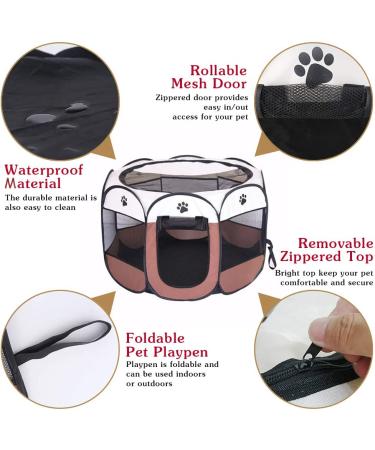 BODISEINT Portable Pet Playpen - Foldable Exercise Pen for Dogs, Cats, and Small Pets - Indoor/Outdoor Kennel for Travel and Camping - Medium Coffee/Beige - Buy Online on GoSupps.com