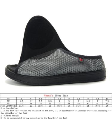 ZHENSI Diabetic Slippers for Women | Extra Wide Adjustable Sandals for Swollen Feet | Non-Slip & Breathable | Grey - Size 6.5 - Buy Online on GoSupps.com