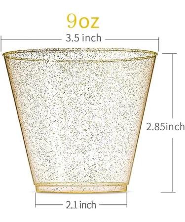 50 Pcs Gold Glitter Plastic Cups URMAGIC 9Oz Disposable Clear Plastic Cups Wedding Party Cups Disposable Wine Glasses Beverage Wine Glass Champagne Cocktail Cup for Halloween Thanksgiving Christmas - Buy Online on GoSupps.com