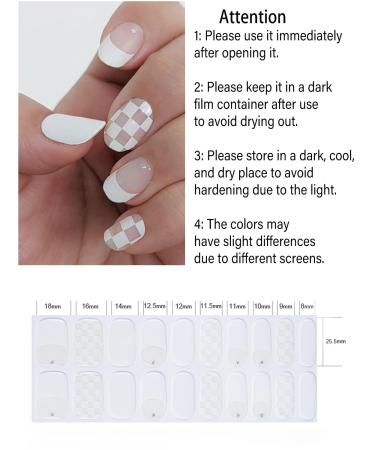 Buy Semi Cured Gel Nail Strips | 20pcs French White Plaid Nail Wraps | UV Gel Nail Stickers for DIY Home Manicure - Buy Online on GoSupps.com