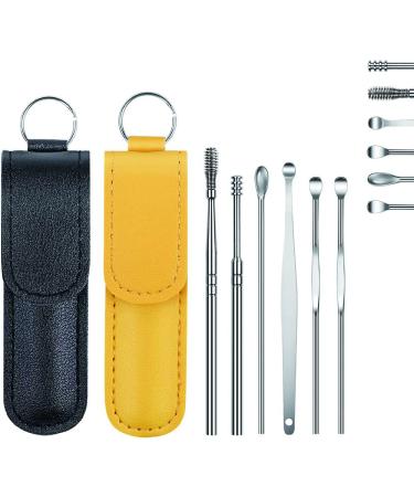 Ear Wax Removal Kit 12 Pcs Ear Pick Tools Ear Cleaning Tool Set with PU Storage Bag Portable Innovative Spring Ear Wax Cleaner Stainless Steel Tool Reusable Ear Cleaner for Children and Adults