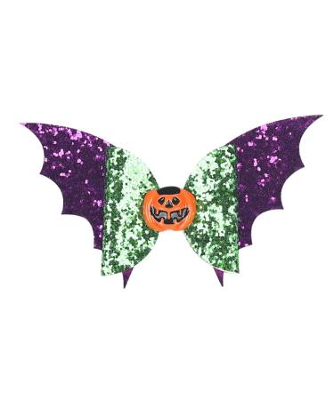 hgnxa Halloween w Hair Pins Halloween Hair ws Clip Bat Pattern utique Clip Halloween Barrette Accessories for Girls Purple green