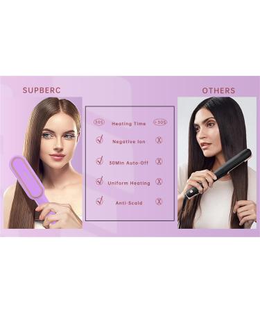 Buy Negative Ionic Hair Straightener Brush - 9 Temp Settings Fast Heating Anti-Scald - Perfect Hair Straightening Comb (Purple) - International Shipping Available - Buy Online on GoSupps.com