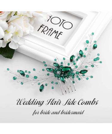 IYOU Princess Green Crystal Hair Comb - Bridal Wedding Headpiece for Girls & Women - Silver Accessories - Buy Online on GoSupps.com